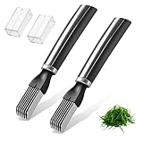2 Stück Frühlingszwiebelschneider, Frühlingszwiebel-Zerkleinerer, Edelstahl-Knoblauchschneider mit mehreren Klingen, Gemüsezerkleinerer, Küchenutensilien