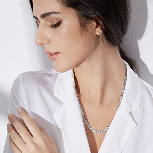 MDFUN Tennis Chain Necklace for Women and Girls 18k White Gold Plated Round Cubic Zirconia Cut Necklaces 24inch 4mm CZ - Image 3