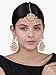 Aheli Beautiful Ethnic Wedding Wear Faux Kundan Beaded Maang Tikka with Earrings Set Gift for Indian Women Bollywood Fashion Jewelry Peach