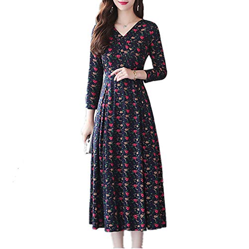 narutosak Casual, Moda Outono Mulheres Estampa Floral Com Decote Em V Cintura Apertada Manga Comprid