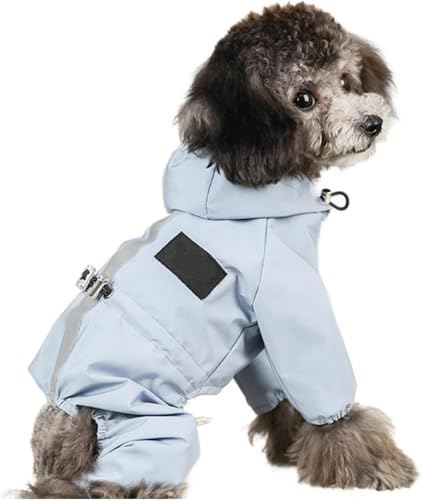 Conutoo 犬 服 小型犬 犬用レインコート 防水 防風 ポンチョ フード付き 小型犬 中型犬 ミニチュアダックス 服 猫用 ペット服 軽量 快適 可愛い 雨具 春夏秋対応 (L,ブルー)