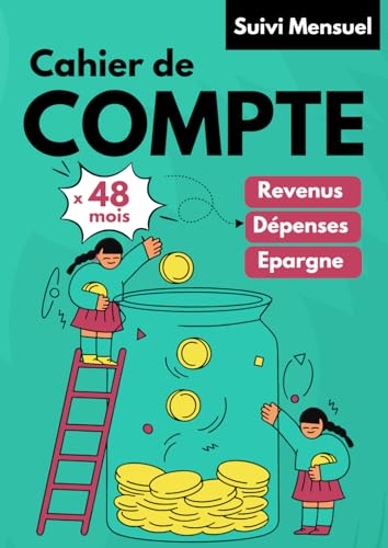 Cahier de compte: Suivi de budget mensuel pour gérer ses comptes personnels ou familiaux | Idéal pour faire ses comptes et économiser