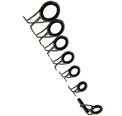 RMENOOR 7 Pcs Guías para Cañas Acero Inoxidable y Cerámica Rod Pesca Guías de 0.5/0.6/0.8/1.1/1.4/1.8cm Kit de Reparación de Caña de Pesca con Bolsa de Almacenar para Todas Cañas Agua Dulce y del Mar