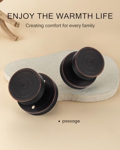 Image of Haidms Oil Rubbed Bronze Door Knobs Passage, Zinc-Alloy Closet Door Knob, Bronze Interior Door Knobs for Hallway & Living Room, Adjustable & Reversible, 3 Pack