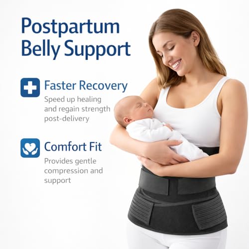 Image of 3-in-1 Postpartum Belt for Women - Post Pregnancy Belly Binder, Waist & Pelvic Support - C Section Recovery, Tummy Tightening, Back Pain Relief - Adjustable Fit - Black-XXL
