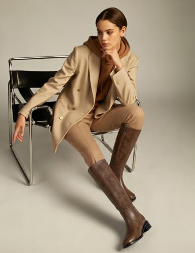 Image of QIY Knee High Boots for Women Low Heel Flat Tall Boots
