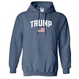 TeesAndTankYou Arch Trump USA Hoodie Sweatshirt Unisex 2X-Large Indigo Blue