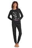 C&A Damen Pyjama Set Polyester|Baumwolle Bedruckt|Motivprint Looney Tunes dunkelgrau XS