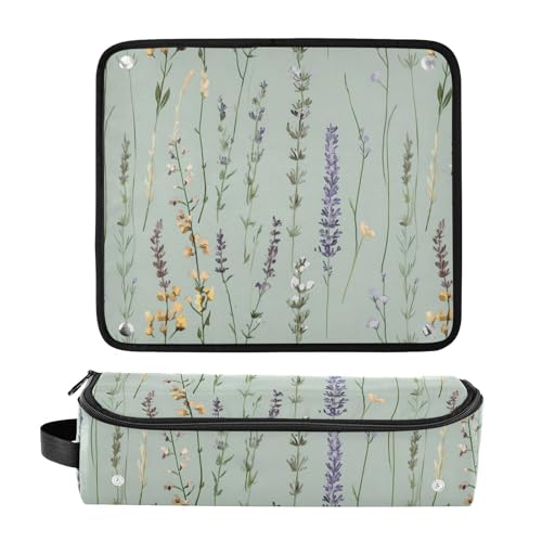 Organizador rústico de herramientas para cabello Lavenders Green 2 en 1 con mat resistente al calor, bolsa de viaje de doble capa para plancha, rizadora y secadora de cabello para mujeres miniatura 3