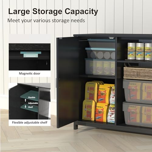 TRYKERPET 40-50 Gallon Fish Tank Stand, Aquarium Stand with Power Outlets and Wooden Cabinet Storage, Heavy Duty Metal Frame Fish Tank Suitable for Turtle Tank, Reptile Terrarium, 440LBS Capacity - Thumbnail 5