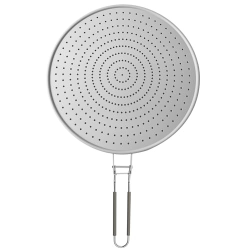Silicone Splatter Screen for Frying Pan 13 Inch - Grease Splatter Guard with Foldable Handle, Dishwasher Safe & Never Rusts, Fits Most Pans for Stove Top & Bacon Cooking by JUST VEGAN - Used condition - US$10.76