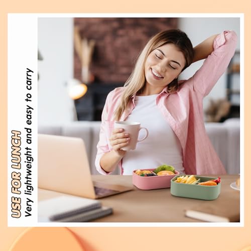 Image of Layhit 2 Pcs Silicone Bento Box for Adults, 27 oz Bento Lunch Container Reusable Food Container for Women Men, Leak Proof Microwave Dishwasher Freezer Safe (3 Compartments,Dark Red,Green)