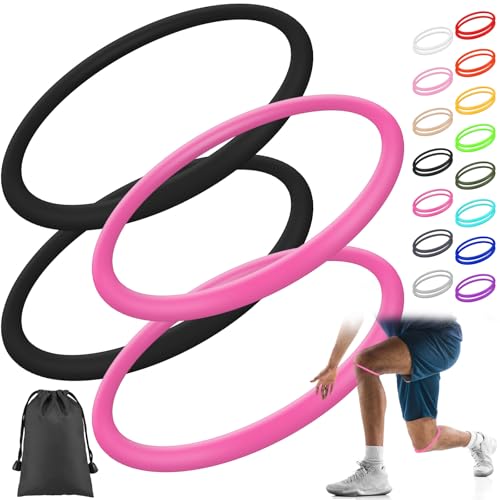 Image of Foilswirl Silicone Patella Knee Band for Basketball Patella Tendon Support Knee Pain Running Tendon Brace Support Strap(4,Black and Rose Red,L)