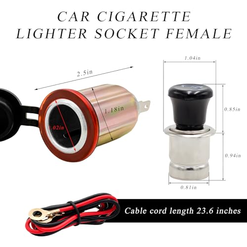 Image of Yourkar Car Cigarette Lighter, DC 12V Auto Cigarette Lighter Socket Plug Element, Cigarette Lighter with Cable for Most Cars, Trucks, Trailers, RVs, Boats, Universal Car Accessories (Colorful, Large)