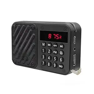 OTOOBEST Portable FM Radio with Bluetooth Speaker - Type C Charging, Timer Function, 8 Hours Playtime, Number Pad, and Multiple Playback Options (Headphone Jack, SD Card, USB Input) (M7-Black)