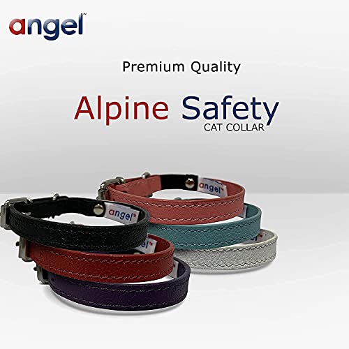 Genuine Leather Safety Cat Collar | Handmade Breakaway Elastic Stretch Collar | Lightweight & Strong | Perfect For Kittens To Well Fed Kitties | Angel Pet Supplies (10" X 1/2", Ivory White) #TOP5