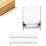 WGVI Thick Quality Weighted Clear Right Cylinder Glass Vases, 4'W x 4'H, Equilateral Cylinder, Votive Candle Holders, Terrarium Planter, Storage Container Pen Brush Holder, Bulk Wholesale, 12 Pieces