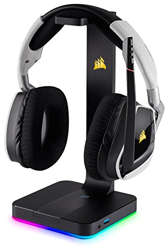 Corsair VOID ELITE RGB Wireless Gaming Headset - Black & ST100 RGB Premium Headset Stand (Durable Aluminium Construction, Dynamic 9 Zone RGB Lighting, Built-In 3.5 mm Analog Input, Black - Image 7