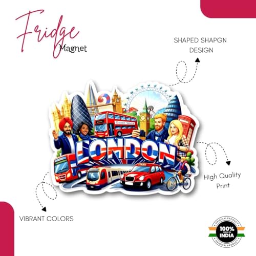 Image of Apna Gift Country Theme Wooden Fridge Magnet for Refrigerator | India Printed Decorative Magnet for Home Kitchen Decor | Travel Souvenir Gift Fridge Decoration Item | Wooden Magnet (London)