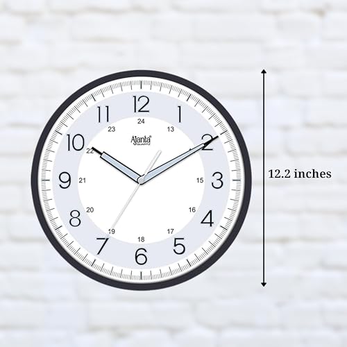 Image of Ajanta Night Glow Radium Plastic Analog Wall Clock (Black, 310X44X310Mm)