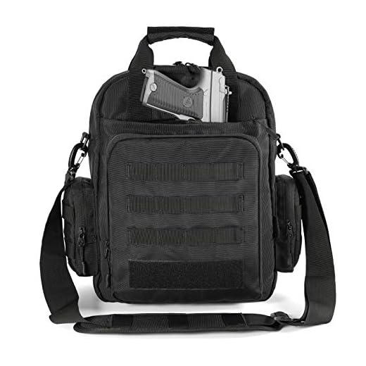 LarKoo Tactical Molle Bag with Pistol Holster Briefcase Military Laptop Messenger Bag Casual Travel Working Tools Shoulder Bag Handbag for Hunting, Trekking and Camping