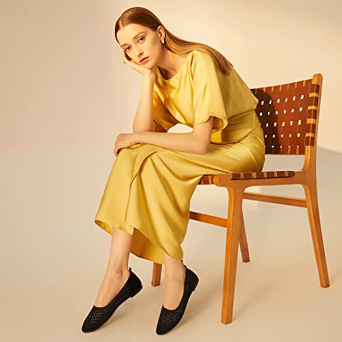 hash bubbie Women's Flats Shoes Women Comfortable Dress Shoes Black Pointed Toe Flats Ballet Mesh Knit Flat Dressy Slip on Business Casual Shoes for Women2