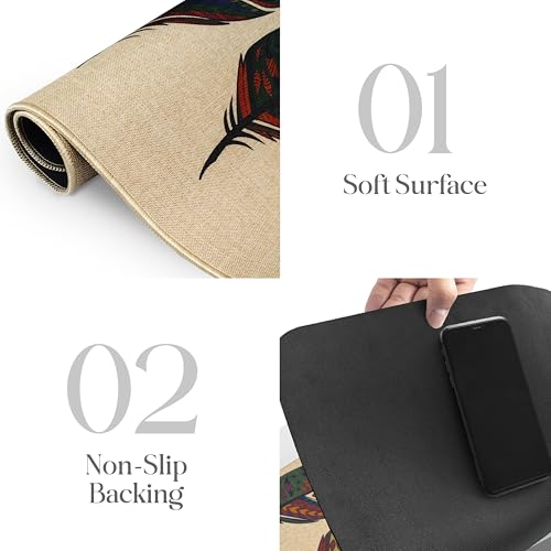 Image of Yellow Weaves 1 Pc Jute Texture Non-Slip Bathmat, Water Absorbent Floor mat, Rugs, Door Mats for Bathroom, Living Room, Bedroom, Entrance, Outdoor, Kitchen, Office (Multi Leaf)