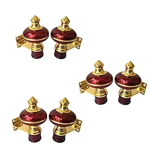 Sun Shield Zinc Alloy Antique Mandir Wine Gold Finish Curtain Bracket Window Curtains Holder Support for Window & Door Fitting. (1 Inch, Maroon) 3 Set (6 pcs)