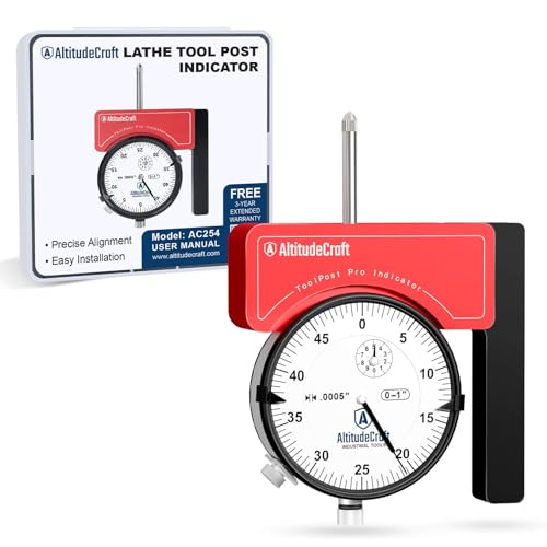 AltitudeCraft Precision Lathe Tool Post Indicator Holder, Dial Indicator (.0005), CNC Machining Alignment Tool, for Quick Change Tool Post Systems