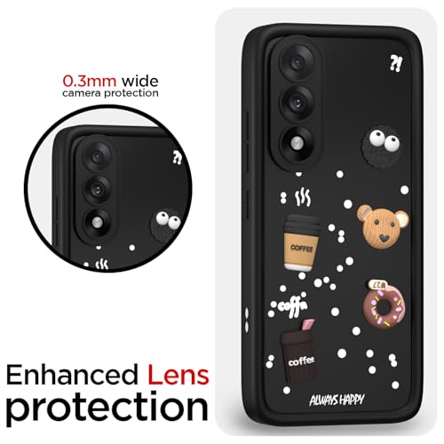 Image of Pikkme Back Cover for Oneplus Nord 5 5G | 3D Bear Silicone Cute & Fun Coffee Cartoon | Full Body Protection Bumper Case (Black)