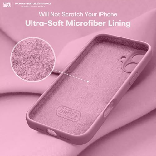 Image of LOVE 3000 Designed for iPhone 16 Case, Premium Silicone with [Soft Anti-Scratch Microfiber Lining] Shockproof Protective Phone Case for Men Women Girls 6.1 inch, Lavender Purple