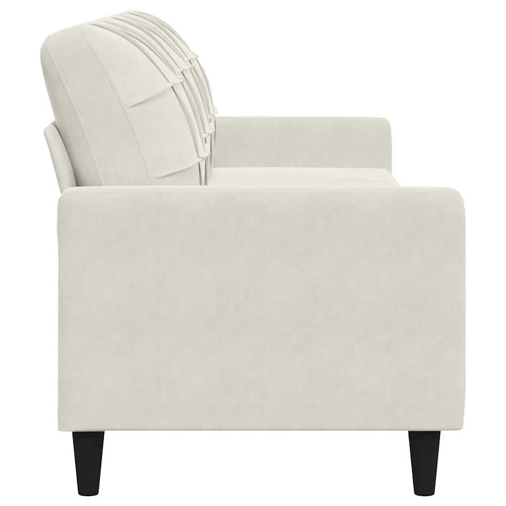 Sofa 3-osobowa, kremowa, 210 cm, aksamitny materiał z metalowym stelażem, wygodna tapicerka do salonu, miękki welurowy sofa o stabilnej konstrukcji i nowoczesnym wzornictwie