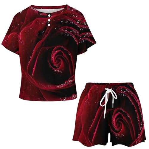 Pyjama pour femme manches courtes rose ensemble d'été confortable - 4