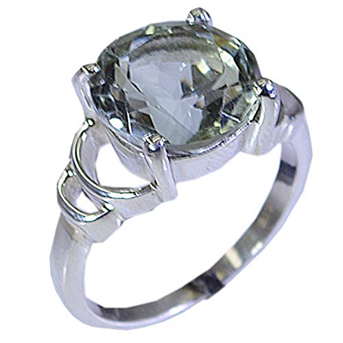 Bague améthyste verte argent | Anneau facetté anti-ternissement du 48 au 68