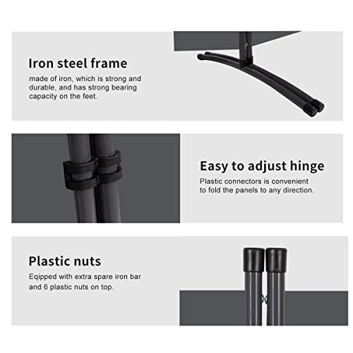 Jvvmnjlk Indoor Room Divider,Portable Office Divider,Convenient Movable(3-Panel),Folding Partition Privacy Screen For Bedroom,Dining Room, Study,102" W X 19.7" D X 71.3" H,Dark Gray #TOP3