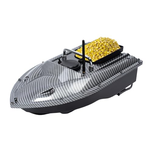 SICHENSH Fischerköderboot 500M Ferngesteuert Futterboot Köderboot mit LED-Navigator-Licht Ferngesteuertes Boot Angelköderboot Futterboot Angeln 13000rpm 1.5KG Beladung (Schwarz)
