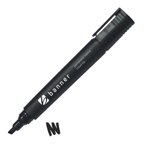 Banner Permanent Marker Chisel Tip Black Ref 9270009 Low Odour Alcohol-based. Quick Drying And Fadeproof On Almost Any Surface. Low Odour Non-toxic Permanent Markers Can Write On A Variety Of Surfaces With Ease Indelible Ink Is Fade-resistant Value Alternative To Big Branded Products Chiselled Tip Perfect For Detail And Broad Use 2-4mm Line Width. Colour: Black. Pack Of 10.