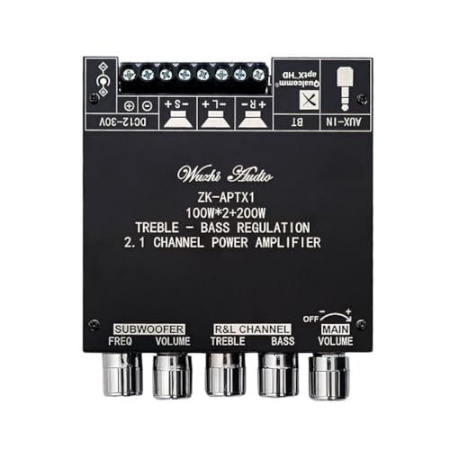 VIDOO ZK-APTX1 2.1 Canales Placa Amplificador Bluetooth 100Wx2+200W Subwoofer Teatro HiFi Ecualizador Estéreo-con Carcasa