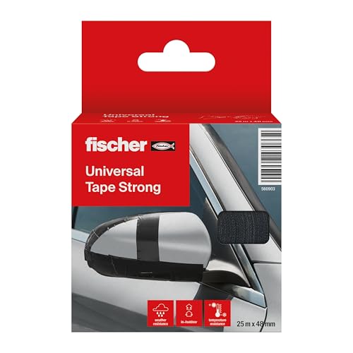 fischer - Cinta americana negra extra fuerte para exterior e interior, cinta adhesiva americana para reparar/sellar fugas...