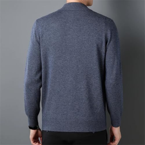 Men Wool Sweater Knit Sweater Stand Collar Zipper Cardigan Outwear2