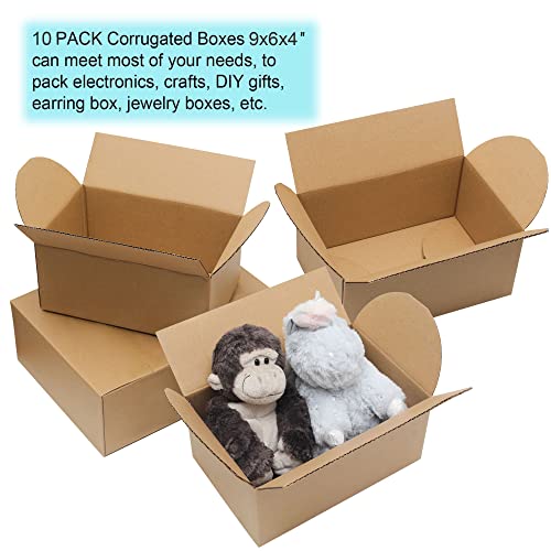 Small Shipping Boxes 9X6X4'' Bundle/10, Youngkee Small Corrugated Cardboard Boxes For Shipping, Small Packing Boxes For Business, Mailers Box, Gift Boxes, Mailing Boxes, Kraft Boxes (9 X 6 X 4 Inches, 10 Pack) #TOP2