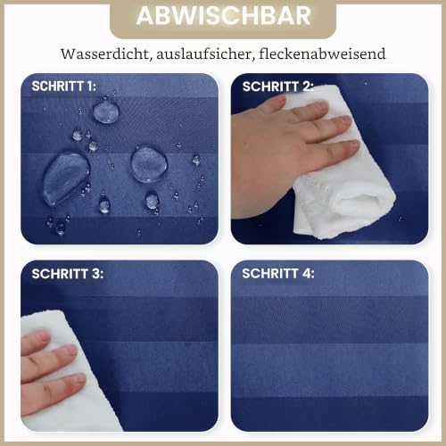 JIUZHEN Tischdecke Abwaschbar Dunkelblau Gestreift Tischdecke Outdoor Wasserdicht mit Lotuseffekt Tischdecken Gartentischdecke für… – Ansicht 4