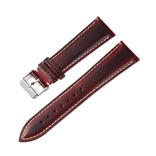 Bracelet de montre en cuir de cire d'huile vintage marron 20mm élégant