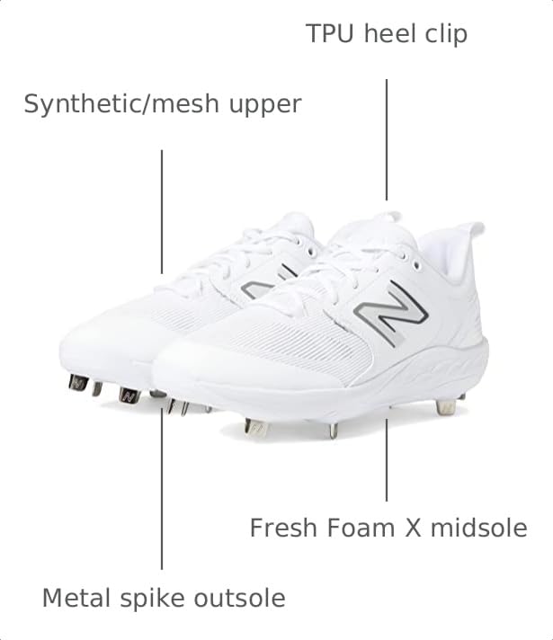 Image of New Balance Men's Fresh Foam X 3000 V6 Metal Baseball Shoe, White /White, 11 M