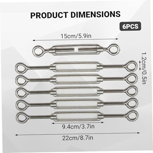 Turnbuckles, set de 6 tensores ajustables de acero inoxidable 304 para cables con diseño O a O miniatura 3