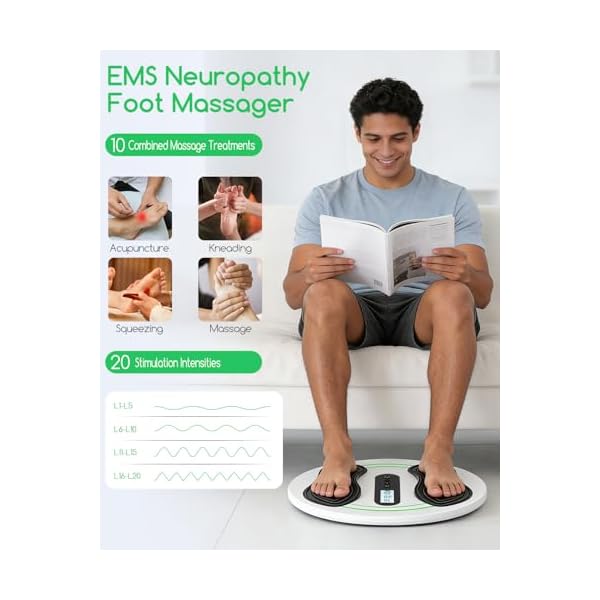 Transcutaneous Electrical Nerve Stimulator for Feet, EMS Foot Massager for Neuropathy NMES Stimulator Circulation and Pain Relief, Electric Foot Massager with 4 TENS Unit Muscle Stimulator Pads - Image 4