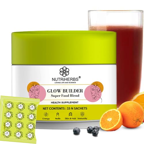 Image of NUTRiHERBS Glow Builder Collagen Supplement For Skin Glow|Vegan Collagen Booster With Vitamin C For Men & Women | Radiant,Hydrated Skin Support