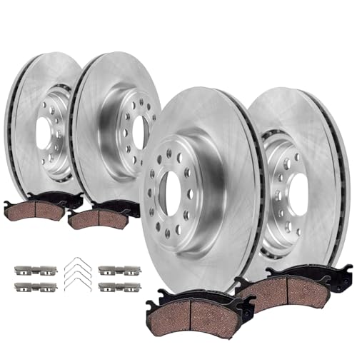 Detroit Axle - Brake Kit for 2019-2025 Ram 1500 Disc Brake Rotors Ceramic Brakes Pads with Hardware 2020 2021 2022 2023 2024 Replacement : 14.88 inch Front and 14.76 inch Rear Rotor