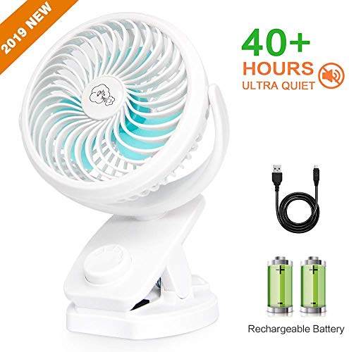 JoySusie Personal Fan Stroller Fan Clip On Desk Fan Rechargeable Battery Operated USB