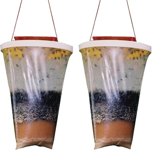 2 Piezas Trampas, Trampa para Moscas Desechable al Aire Libre, Trampa Cazainsectos Ecologica Moscas, para matamoscas para jardín al Aire Libre, Granja, Granero de Caballos